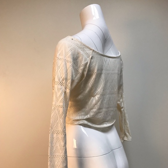 Eyelet Sweetheart Neck Cutout Crop Top